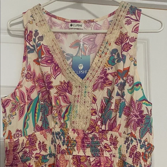 Cupshe Floral Maxi Dress - Pink and Cream - Picture 2 of 4